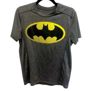 Batman Tech Shirt DC Comic Book Logo Gray Kids XL